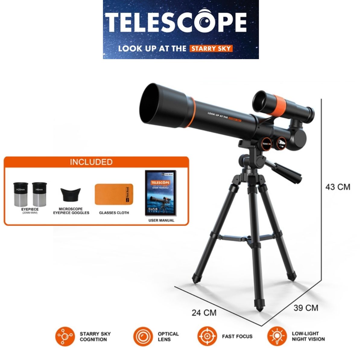 Telescopio Astronomico con Treppiede e Accessori