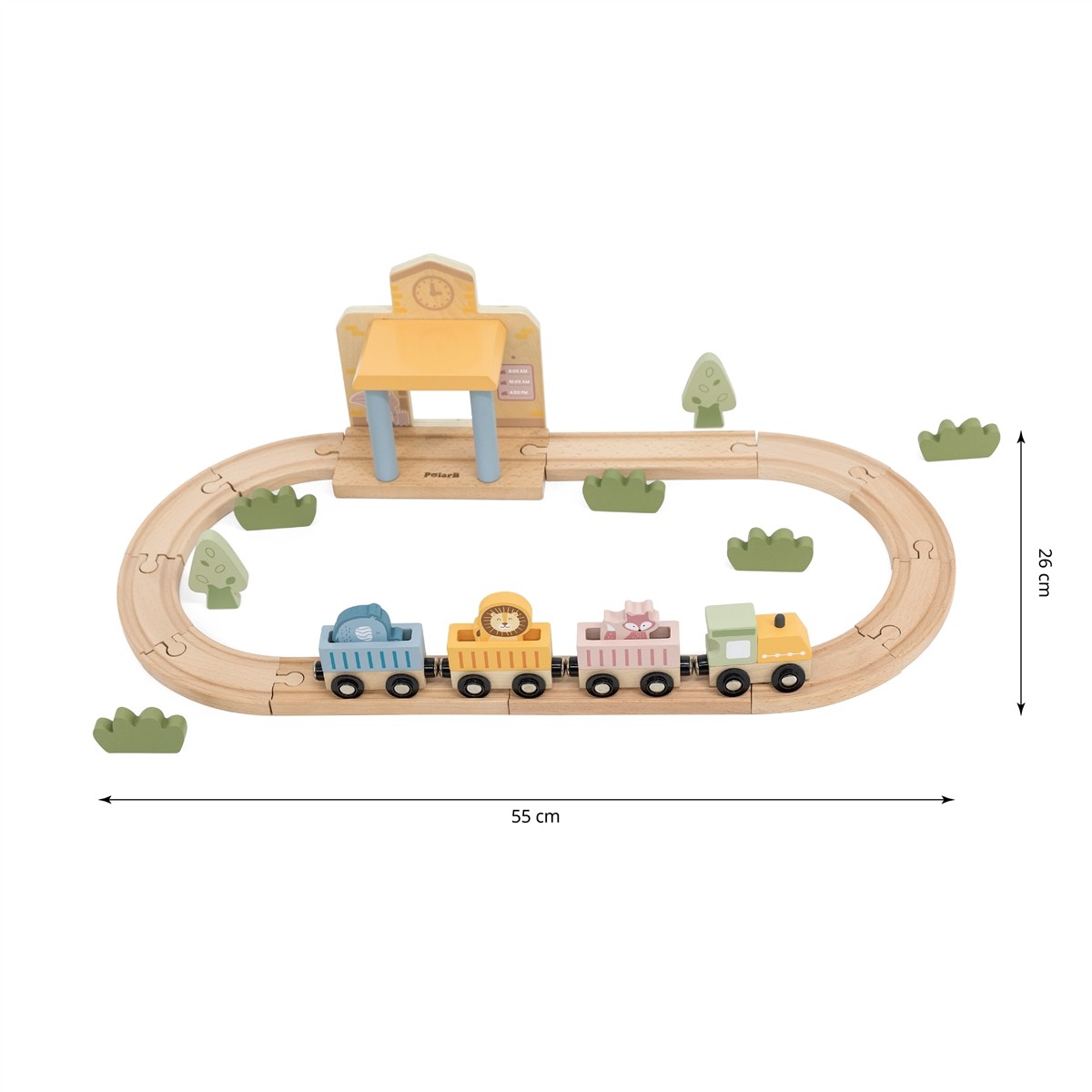 Set Trenino in Legno con Binari e Stazione