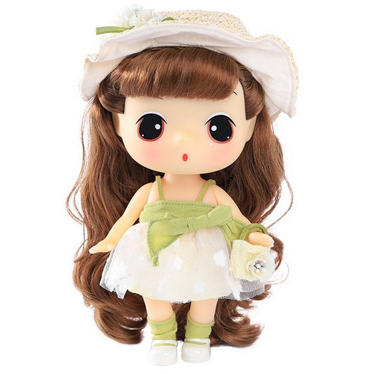 Ddung Bambola Castana - Abito Tulle Verde