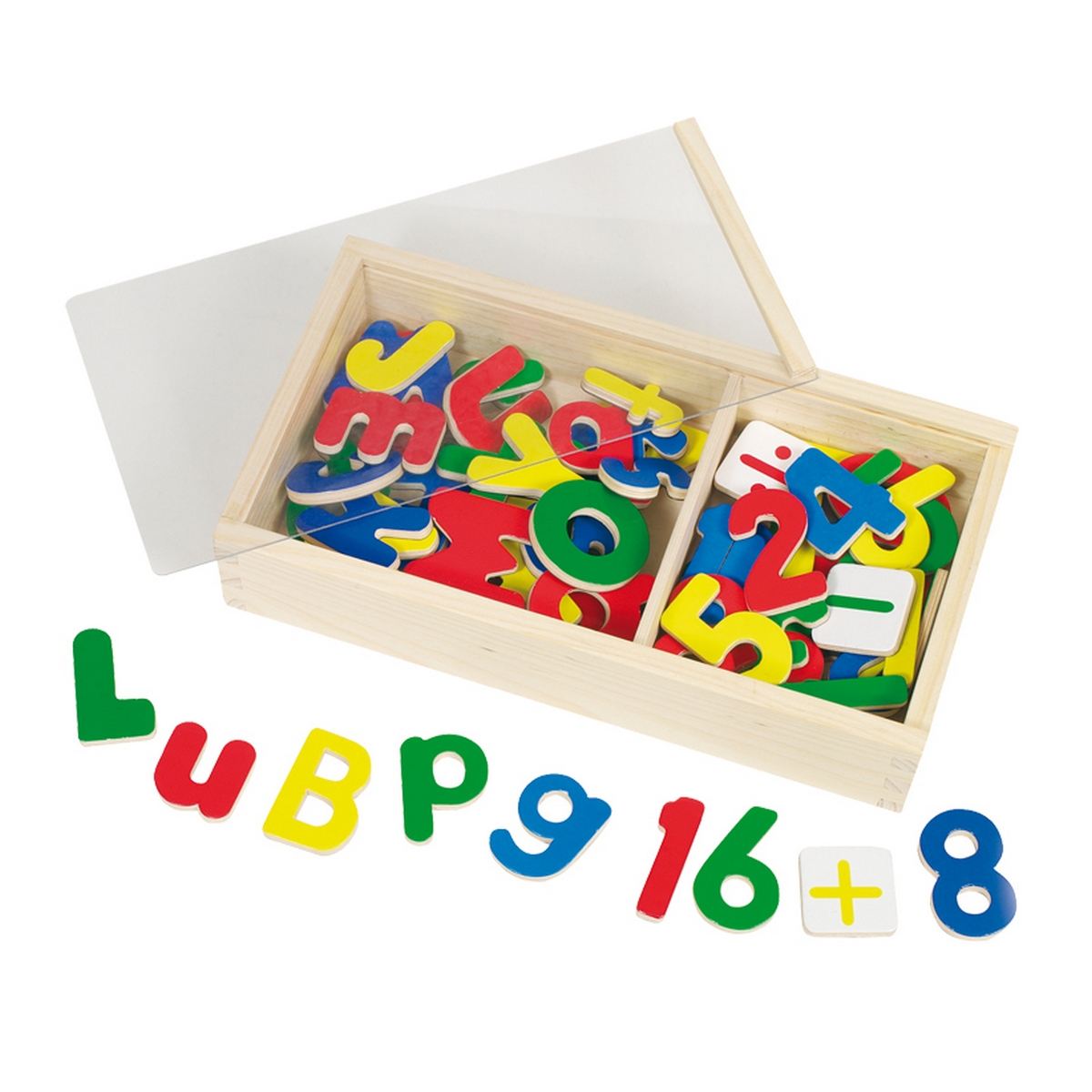 Alfabeto magnetico in legno - 89 pz