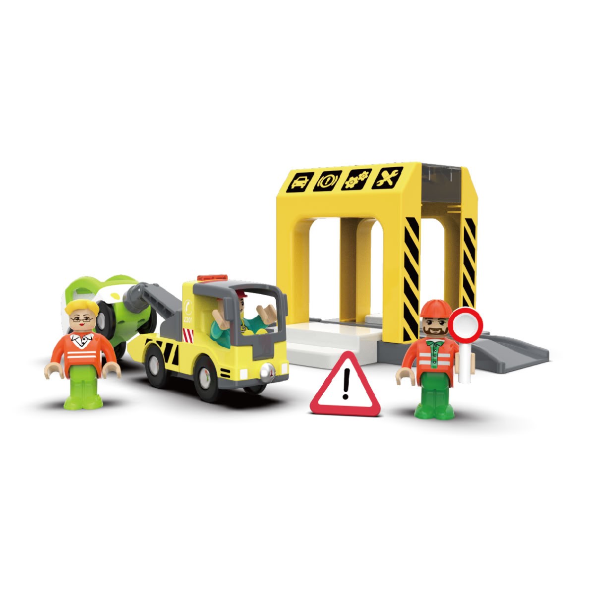 Trenino in Legno - Set Officina e Carro Attrezzi