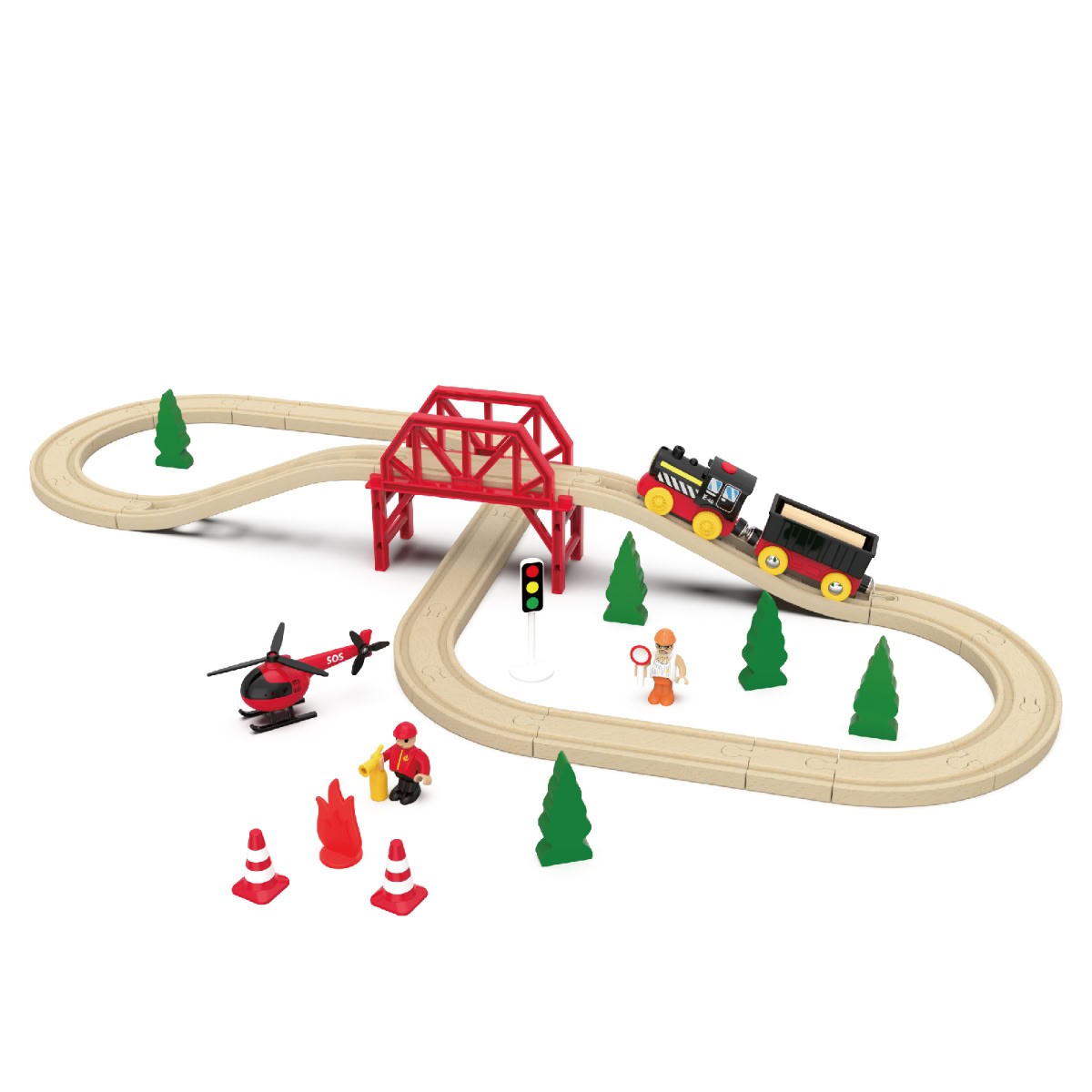 Trenino in Legno - Trasporto Legname - 41 Pezzi