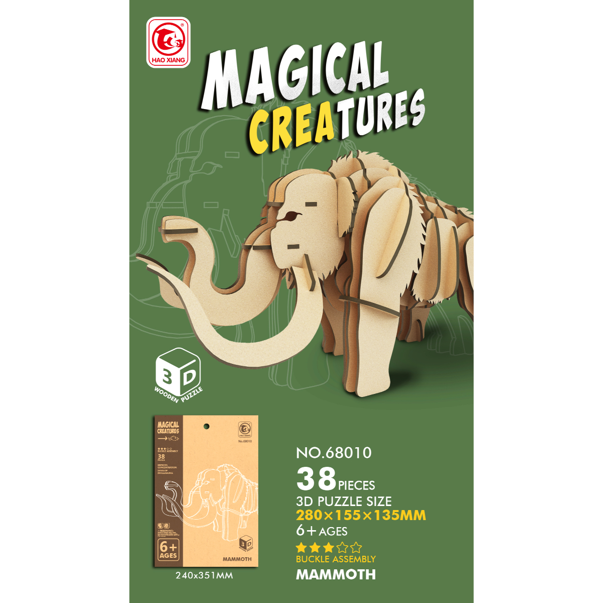 Puzzle Legno 3D - Mammouth