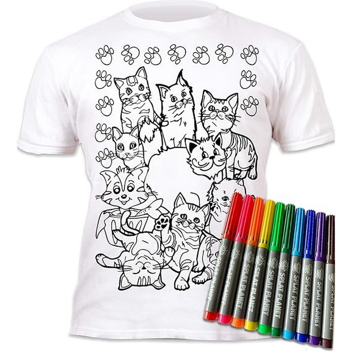 010S.SPL Maglietta da Colorare - Gatti