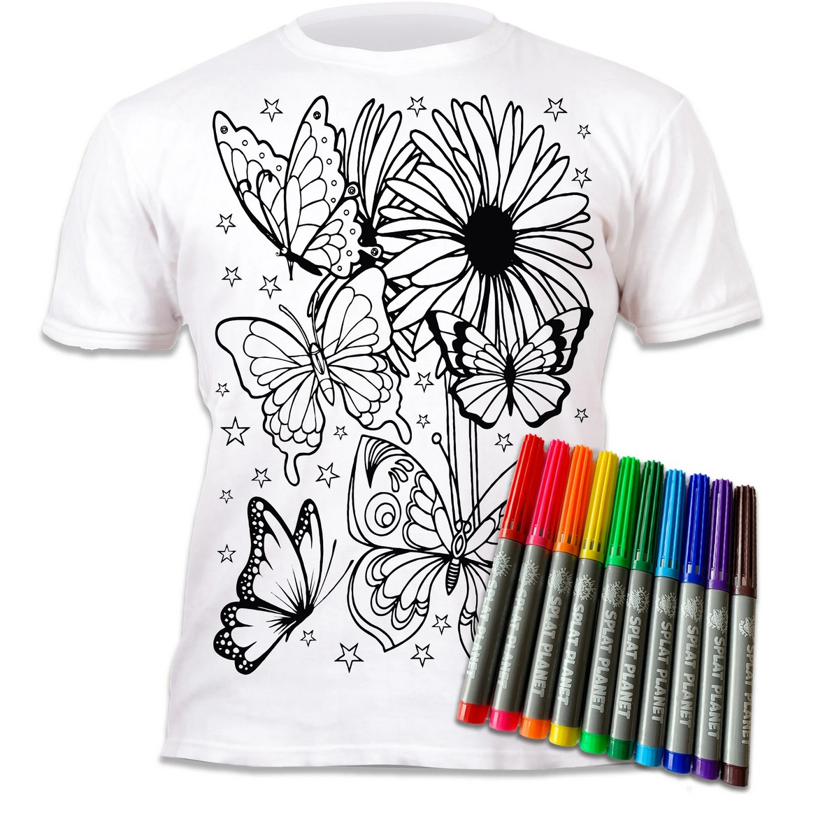 017L.SPL Maglietta da Colorare - Farfalle