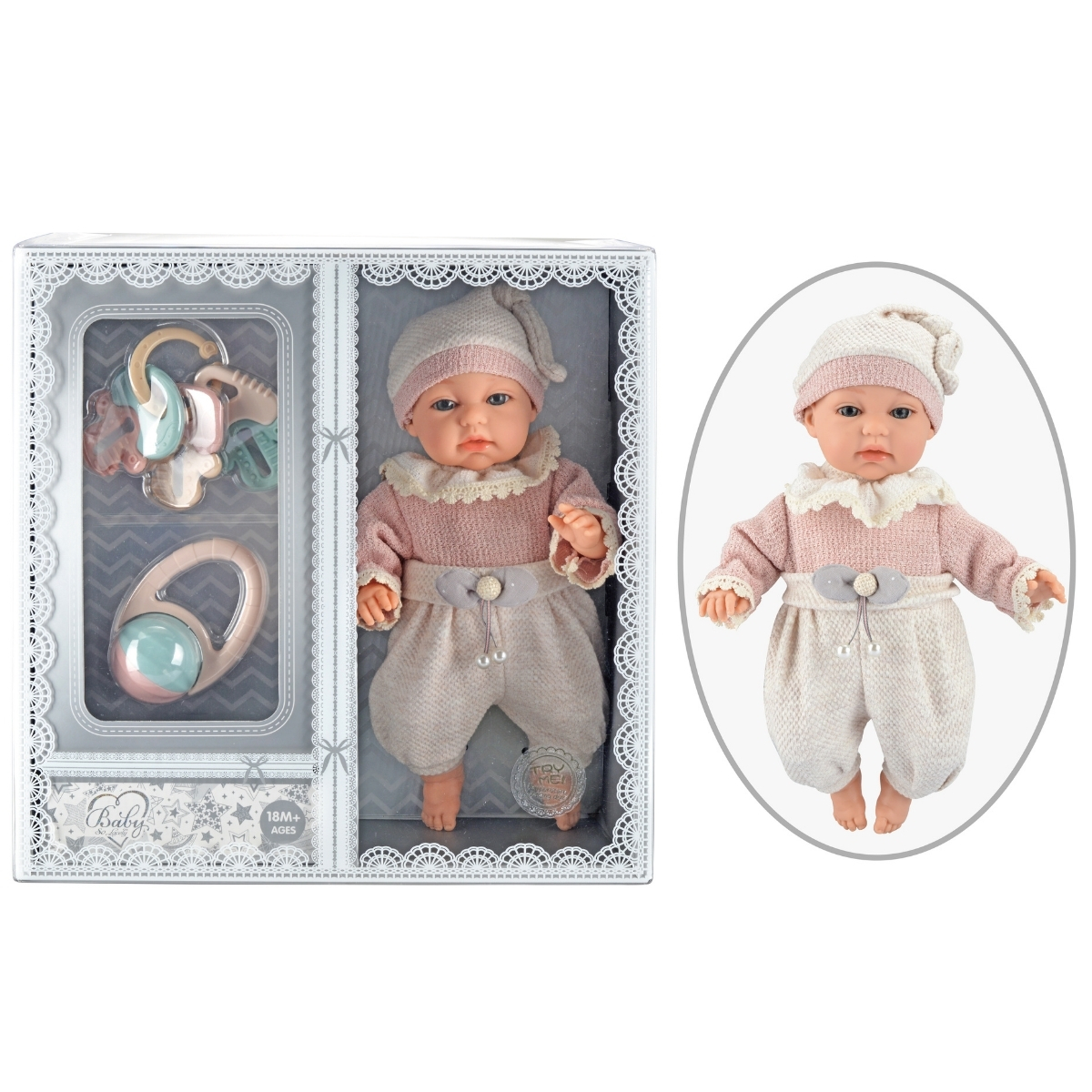 Bebe' 35cm Rosa+Sonagli - Corpo Morbido