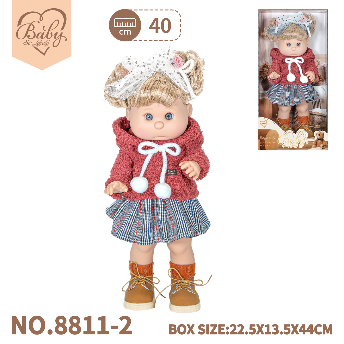 Bambola 38cm - Felpa Rossa